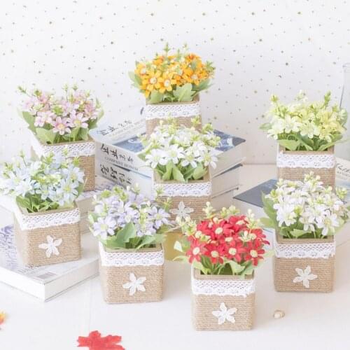 Artificial Flower Bonsai Plastic Small Tree Pot Home Table Garden Decor Prop Artificial Bonsai Vases Party Decoration