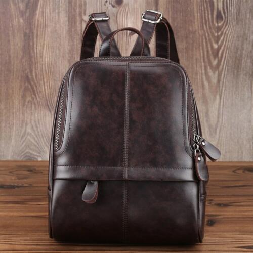 Quality Genuine Leather Design Men Women Travel Casual Business Backpack Daypack Knapsack College School Student Ipad Bag Male