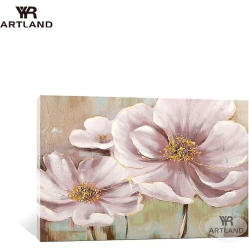 Beautiful pictures of pink flowers home decoration Handmade acrylic oil painting wall art poster for living room sofa bedroom