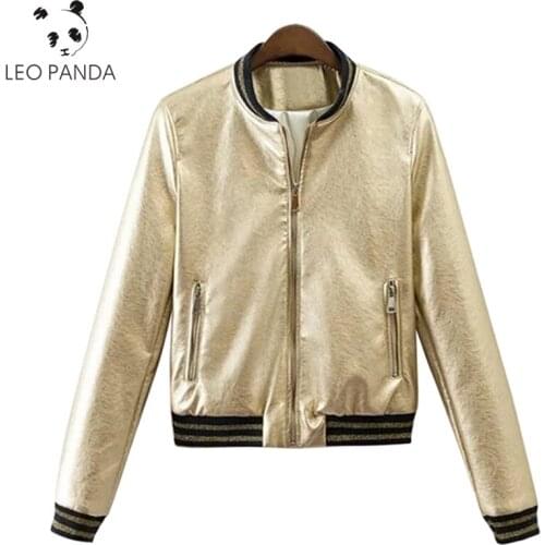 LEOPANDA Women's Leather Bomber Jackets