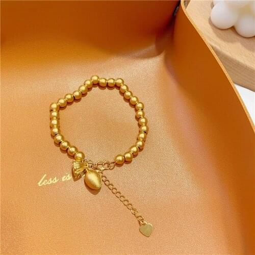 New Wild Copper Plated Real Gold Long-Lasting Color Transfer Beads Female Cute Little Lotus Seed Pendant Bracelet