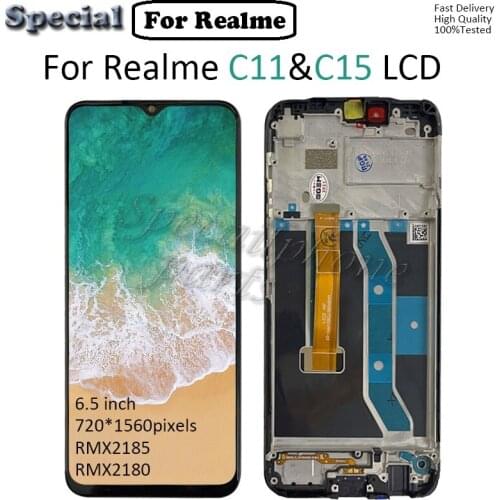 Original 6.5" For OPPO Realme C11 C15 RMX2185 RMX2180 LCD Display Screen Panel Touch Glass Screen Digitizer sensor Pantalla