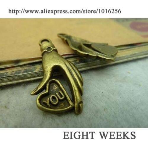 Zinc alloy pendant jewelry accessories diy handmade material charms Hearts palm