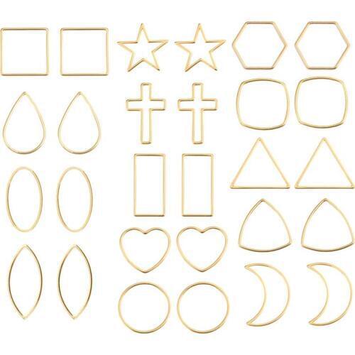 Hollow Stainless Steel Geometric Open Bezel Frame Charms Pendants For DIY Earring Necklace Jewelry Making Accessories 30pcs