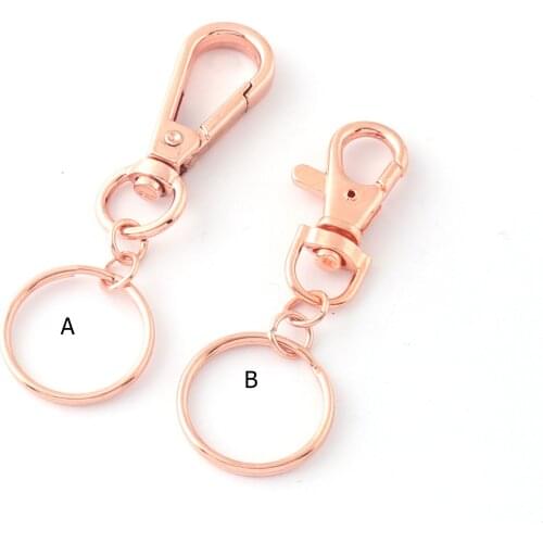 Rose Gold Swivel Clasp Claw Lobster Clasp with Key Ring Keychain Spring Hook Handbag Trigger Clasp Purse Snap Clasps Jewelry