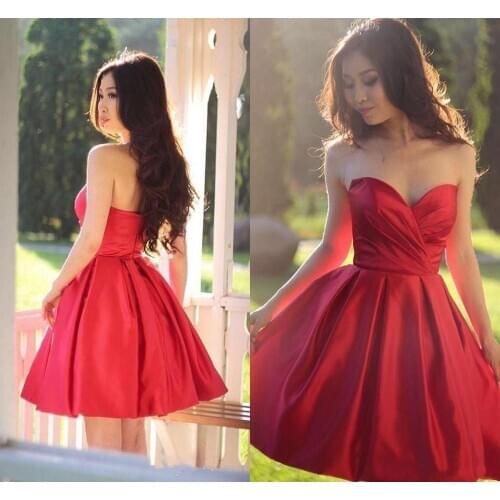 Simple A Line Short Homecoming Dresses Sweetheart Backless Red Party Graduation Cocktail Gowns Custom Made