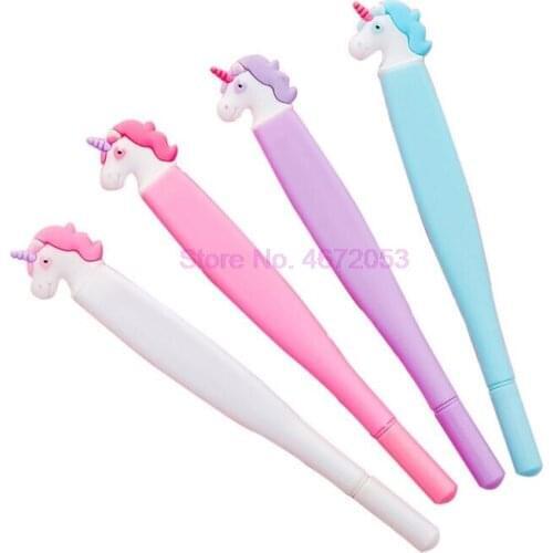 1000pcs/lot Cartoon Unicorn gel Pen Cute 0.38mm black ink signature pen For Kids Gift Korean Stationery Office School Supplies
