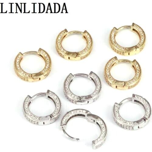 5 Pairs, Gold Silver Color Shining CZ Cubic Zircon Hoop Earrings For Women Girls Earrings Wedding Jewelry Gifts