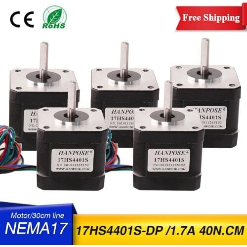 5PCS Nema17 Stepper Motor 40MM 4-lead 1.7A 40N.CM 17HS4401S-DP Motor Straight line for 3D Printer mini 12V stepper motor