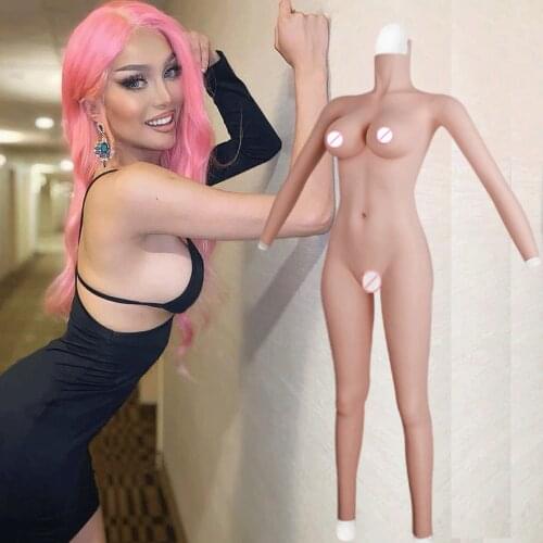 Drag Queen Silicone Breasts Bodysuit Tits For Crossdresser Fake Vagina Artificial Boobs Enhancer Shemale Transgender Without Zip