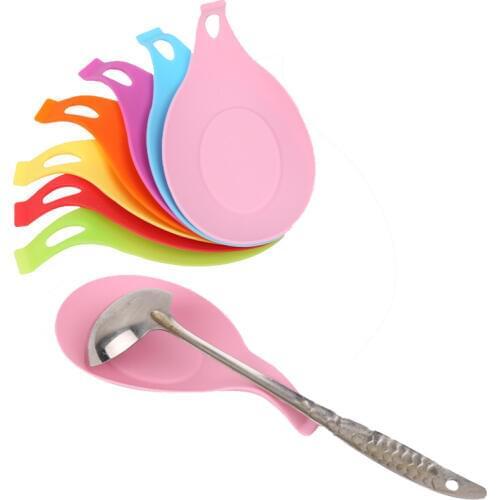 1Pcs Silicone Insulation Spoon Rest Heat Resistant Drink Glass Coaster Tray Spoon Pad Eat Mat Pot Holder Kitchen Accessories