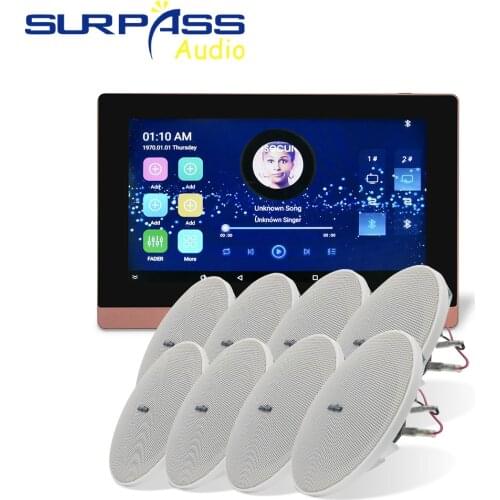 Android Bluetooth Wireless WiFi Wall Amplifier Kit Audio PA System Coxial In Ceiling Speaker Stereo Smart Home Background Music