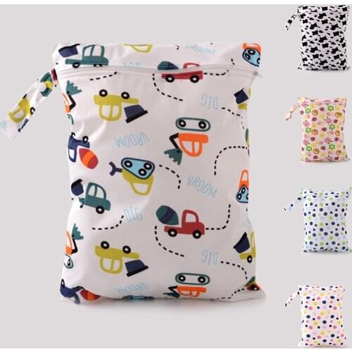 30*40cm Travel PUL Diaper Bag Waterproof Wet Bag Cute Cartoon Printed Single Pocket Zipper Reusable Baby Nappy Wet Dry Bags
