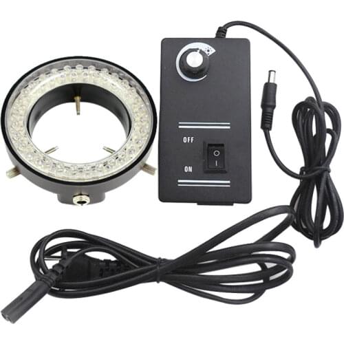 Optical 60 LED Microscope Ring Light Source for Stereo Biological Zoom Microscope Brightness Adjustable 110V-240V