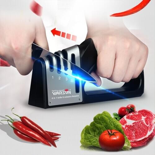 4 IN 1 Professional Knife Sharpene Kitchen Household Hand-held Diamond Sharpening Knife Sharpening Multifunctional Non-electric