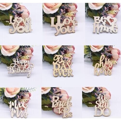 15/30pcs Wedding Party Decoration Love Mr&Mrs Wood Chips Cut Wooden Confetti DIY Wooden Crafts Birthday Wedding Table Ornaments