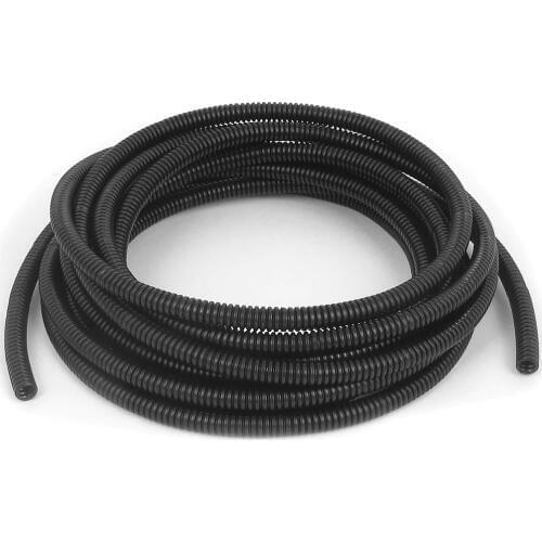 UXCELL Hot Sale Black Plastic 4.2M 13.8Ft Long 5mm Id 7mm Od Flexible Corrugated Bellows Tube Hose Cable Tubing Corrugated Tube
