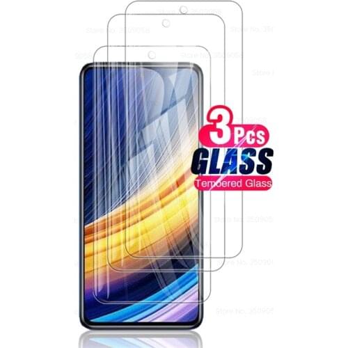 3pcs full cover protective glass for xiaomi pocophone little poco x3 x 3 pro nfc pocox3 screen protector armor safety tremp film