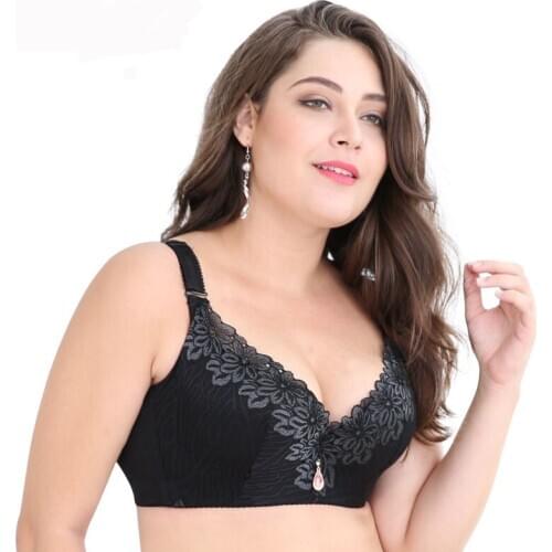 Sanderala Sexy Women Lace Push Up Plus Size Adjustable Gathered Women Large D-E Cup Bras Brassiere Print Lingerie Underwear