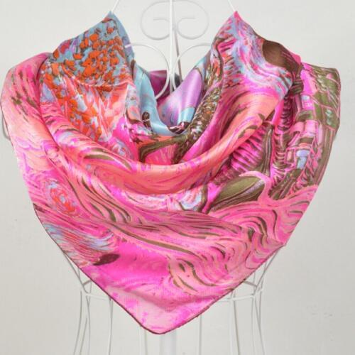 2015 Fashion Gift Dark Pink 100% Silk scarf For Women,90*90cm Hot Sale Women Scarves Printed,100% Silk Crepe Satin Scarf
