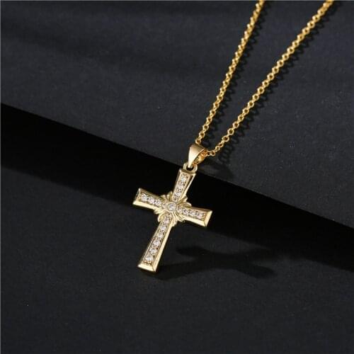 Hip Hop Cross Necklace For Women Jewelry Female 2021 Statement Iced Out Chain Wholesale Gold Color Jewellery Accessories