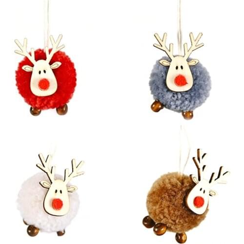4 PACK Cute Felt Wooden Elk Christmas Tree Decorations Hanging Pendant Deer Craft Ornament Christmas Decor New Year 2021