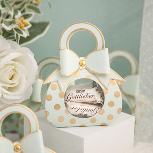 5Pcs New Europe Dot Style Blue Gift Box Baby Shower Birthday Party Candy Dragee Box Sweet Chocolate Packaging Wedding Gift Bags