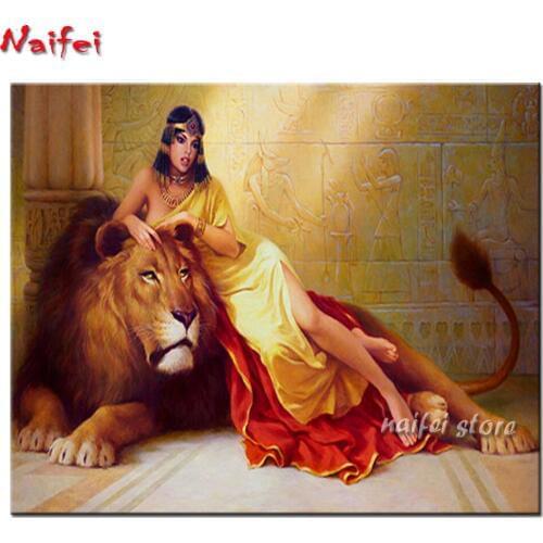 5D round square diamond embroidery Cleopatra Diy full sets diamond painting mosaic Egypt beauty lion pictures rhinestones art