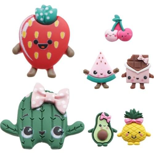 7PCS/set Cactus Fruit Resin Lovely Flatback Planar 3D Cabochon Set Scrapbook Kawaii DIY Embellishments Accessories ,1Yc17637