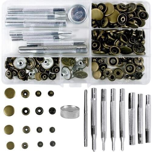 Promotion! 50 Set 4 Sizes Leather Rivets Single Cap Rivet Tubular Metal Studs With 9 Pieces Fixing Tool For Diy Leather Craft, R
