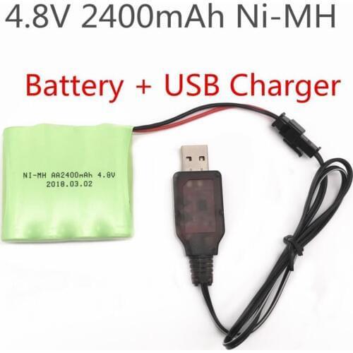 RC Car Battery 4.8V 2400mAh Battery 4.8v NiMH battery and Charger For RC TOYS Tank Toys Guns RC Boat Parts Battery
