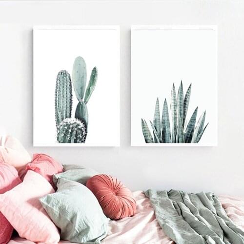 Watercolour Green landscape Cactus Posters Succulent Nordic Style Garden Wall Art Pictures Living Room Decor