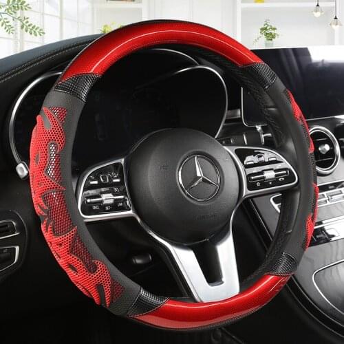 Car-styling Steering Wheel Cover Carbon Fiber Leather 37-38CM Cars Wheel Covers Anti Slip Breathable Universal Auto Accessories