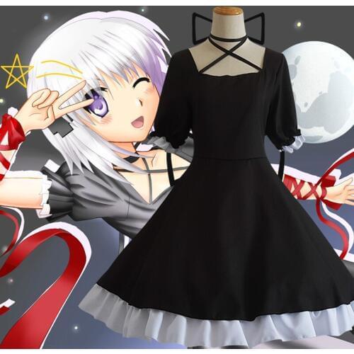 Free shipping Anime Hot Rewrite Harvest festa! cosplay Kanbe Kotori cos Black dress princess full set Dress+bow+red ribbon