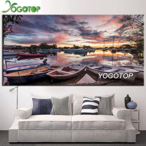 Large Diy Diamond Painting United Kingdom River Marinas Boat Full 5d Diamond Embroidery Sale Home Decor Of Rhinestones YY2543