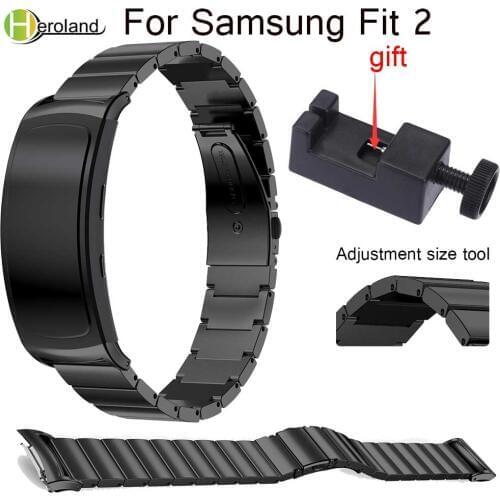 18mm Stainless Steel Bracelet Wrist Strap For Samsung Gear Fit 2 Fit2 Pro SM-R360 Luxury Metal smart Watchbands Wrist Band+tool
