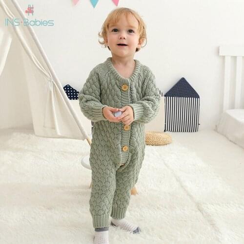 Childrens Cotton Clothing Baby Winter Clothes Newborn Long Sleeves Bodysuit Girls Spring Jumpsuit Boy Kids Kniting Sweater Suit