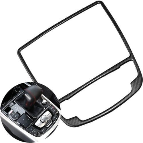 For Audi A6 C7 2012 2013 2014 2015 2016 Car Interior Gear Shift Panel Frame / Water Cup Holder Carbon Fiber Cover Decor