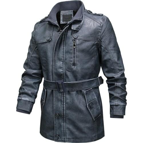 ERIDANUS Mens Windbreaker Autumn Winter Personality Washed Fashion Outdoor Motorcycle PU Leather Jacket Trendy Men Coat MWF016