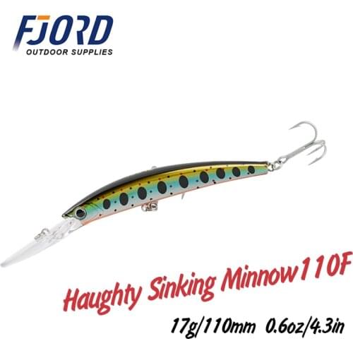 FJORD Hot sale 6 Colors17g 110mm Minnow lure Long casting lure Sinking Fishing LureLaser Hard Professional Seawater