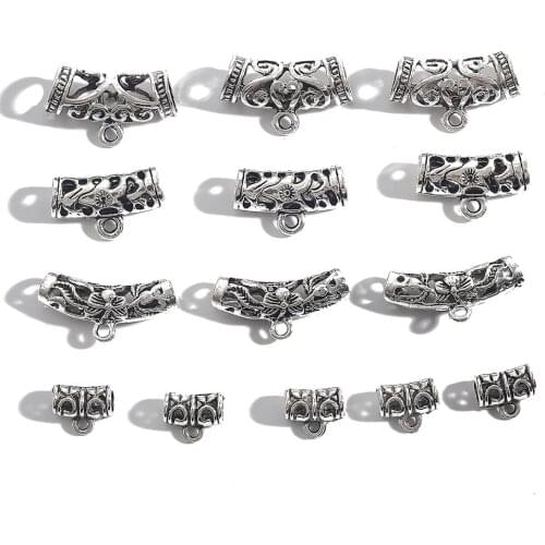 Hot Fashion 10pcs/lot Antique Silver Plated tube charms Curved Tube Spacer Beads For Fashion Jewelry DIY Findings