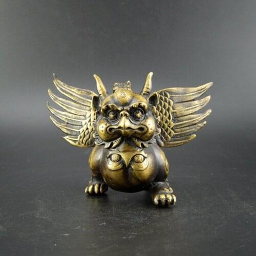 Chinese old collection handwork Bronze Golden winged bird statue