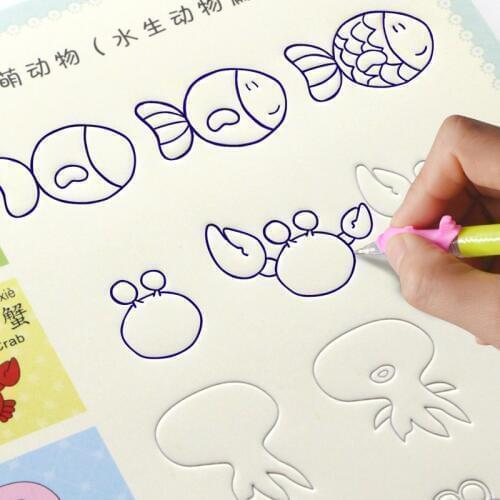 New Groove Animal /Fruit / vegetable /plant Super Meng stick figure Baby Drawing Book Coloring Books for Kids Children Painting