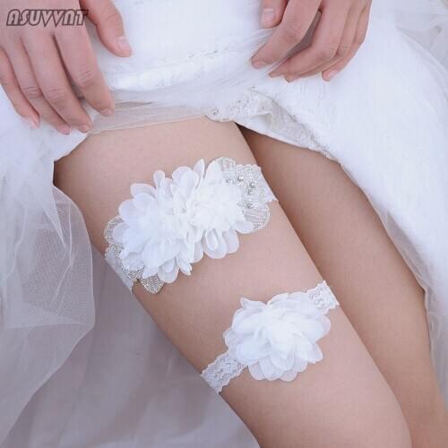 Fashion Garter Charming Bridal Wedding Garter Flowers Lace Leg Ring White Sexy Garters Thigh Ring Gift For Girl Women Dress Up