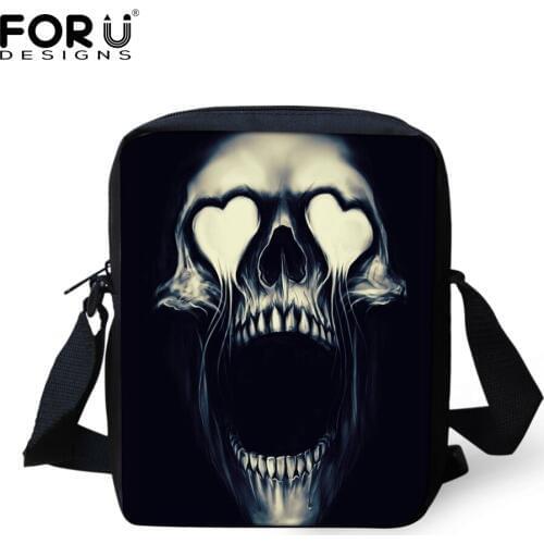 FORUDESIGNS Small Women Messenger Bag Punk 3D Skull Lady Shoulder Cross-body Bags For Teenager Girls Travel Mochila Infantil