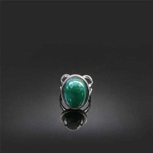 Fashion Stainless Steel Green Natural Stone Rings Women/Men Silver Color Rings Jewelry bijoux acier inoxydable femmes RXS05