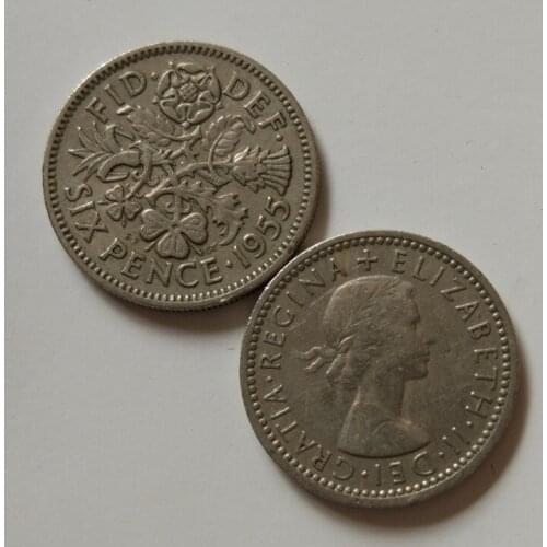 Uk 6 Penny 19.5mm Coins Eu Edition Europe 100% Real Original Used Coin Old Random Year