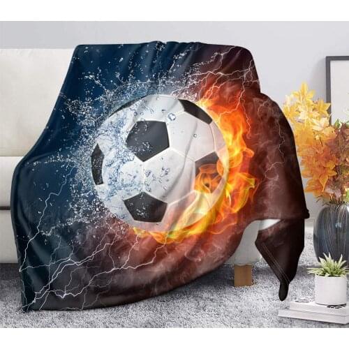 FireWater Soccer Ball Print Cool Ultrs Soft Bed Sofa Couch Blanket for Kids Boy Men,Flannel Comfortable Lightweight Soft Air