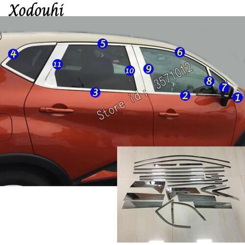 For Renault Captur 2015 2016 2017 Car Sticker Cover Body Stainless Steel Glass Window Garnish Pillar Middle Column Strip Trim