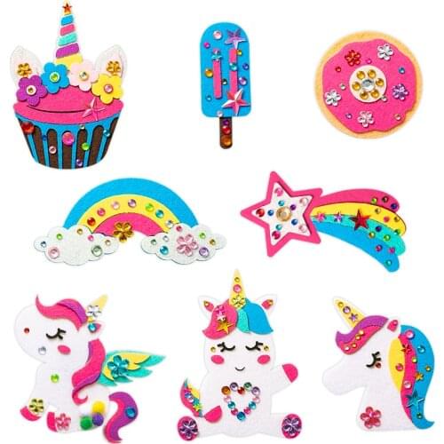 8Pcs Unicorn Felt Cloth Fridge Magnet Cute Cartoon Refrigerator Stickers Exquisite Whiteboard Decoration Set For Kids Babies